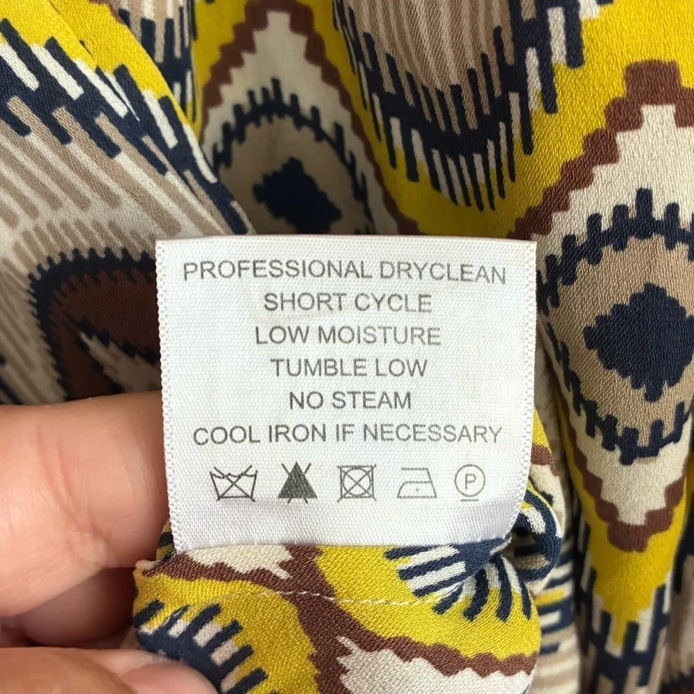 Tory Burch Yellow Brown Zigzag Print Sleeveless Camisole 8